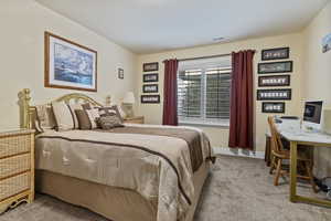 3rd Bedroom with light carpet and baseboards