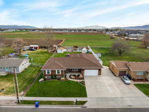 Aerial view of sparsely populated area featuring mountains