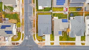 Aerial perspective of suburban area