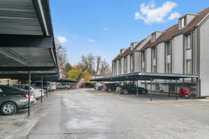 View of covered parking lot