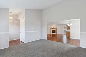 Vaulted ceiling in family room