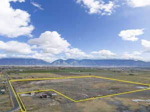 View of rural area with mountains and property parcel outlined