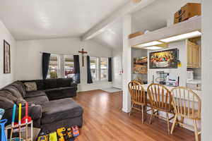 Living room with light wood finished floors