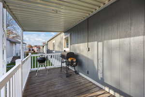 Wooden deck with area for grilling