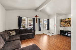 Living room featuring light wood-type flooring