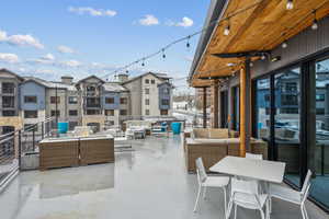 View of patio with outdoor lounge area