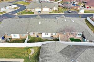 Aerial perspective of suburban area