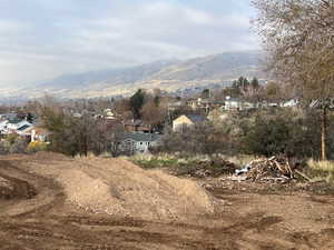 View of mountain background with nearby suburban area