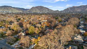 View of mountain background with nearby suburban area