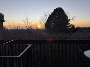 View of balcony at dusk