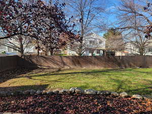 View of fenced backyard