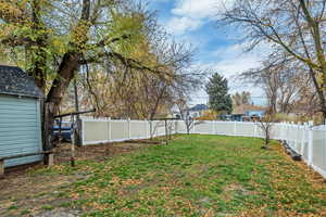 View of fenced backyard