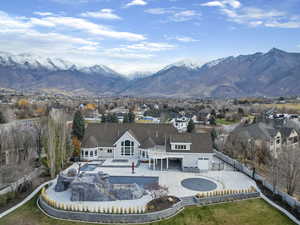 View of mountain background featuring nearby suburban area