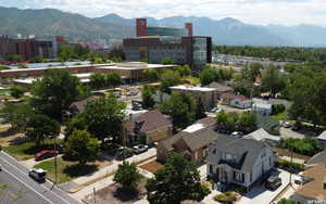 Bird's eye view of a mountain backdrop