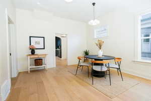 Dining space with all new lighting