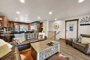 Living room featuring recessed lighting and wood finished floors