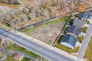 Aerial perspective of suburban area