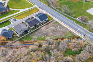 Aerial perspective of suburban area