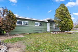 View of front of home with a front yard