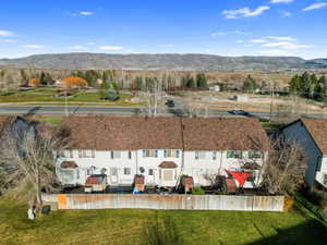 Aerial view of a mountainous background