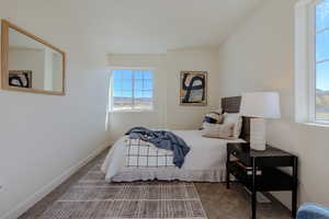 Bedroom featuring carpet