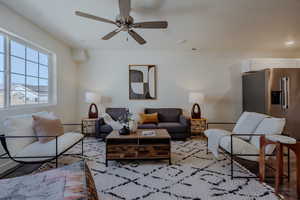 Living room with a ceiling fan