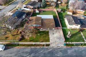 Aerial perspective of suburban area