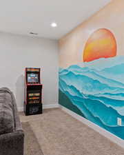 Playroom featuring carpet floors and recessed lighting