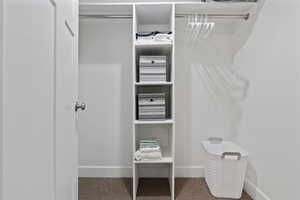Walk in closet featuring carpet floors