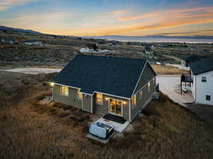 Aerial view of a mountainous background