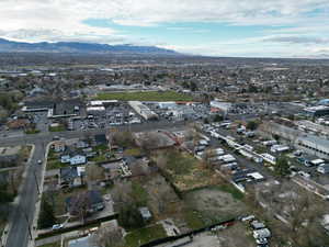 Aerial overview of property's location with mountains