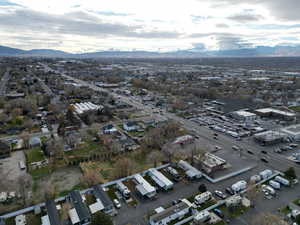 Aerial overview of property's location featuring mountains