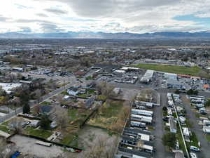 Aerial overview of property's location featuring mountains