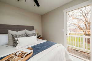 Primary bedroom with private balcony