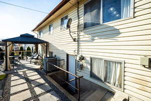View of patio with a gazebo