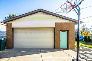 View of detached garage