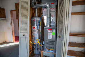 Utilities with gas water heater and heating unit