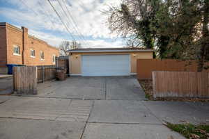 View of detached garage