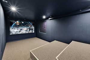View of carpeted home theater