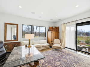 Living area with recessed lighting