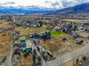 Aerial view of a mountainous background