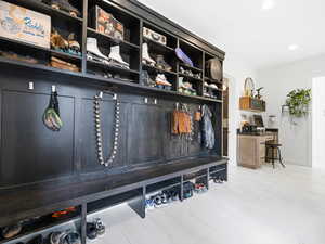 Mudroom featuring recessed lighting
