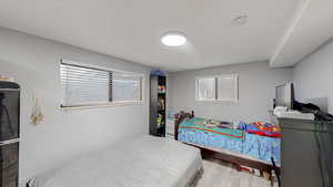 Bedroom with multiple windows and light wood-type flooring