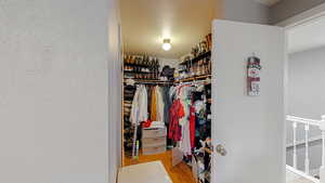 Spacious closet featuring light wood-type flooring