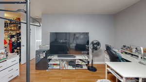 Office space featuring light wood-style flooring