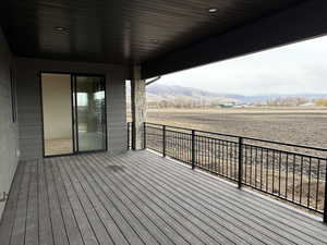 Deck featuring a mountain view