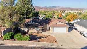 Bird's eye view of a mountain backdrop