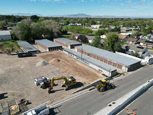 Aerial view of a mountain backdrop