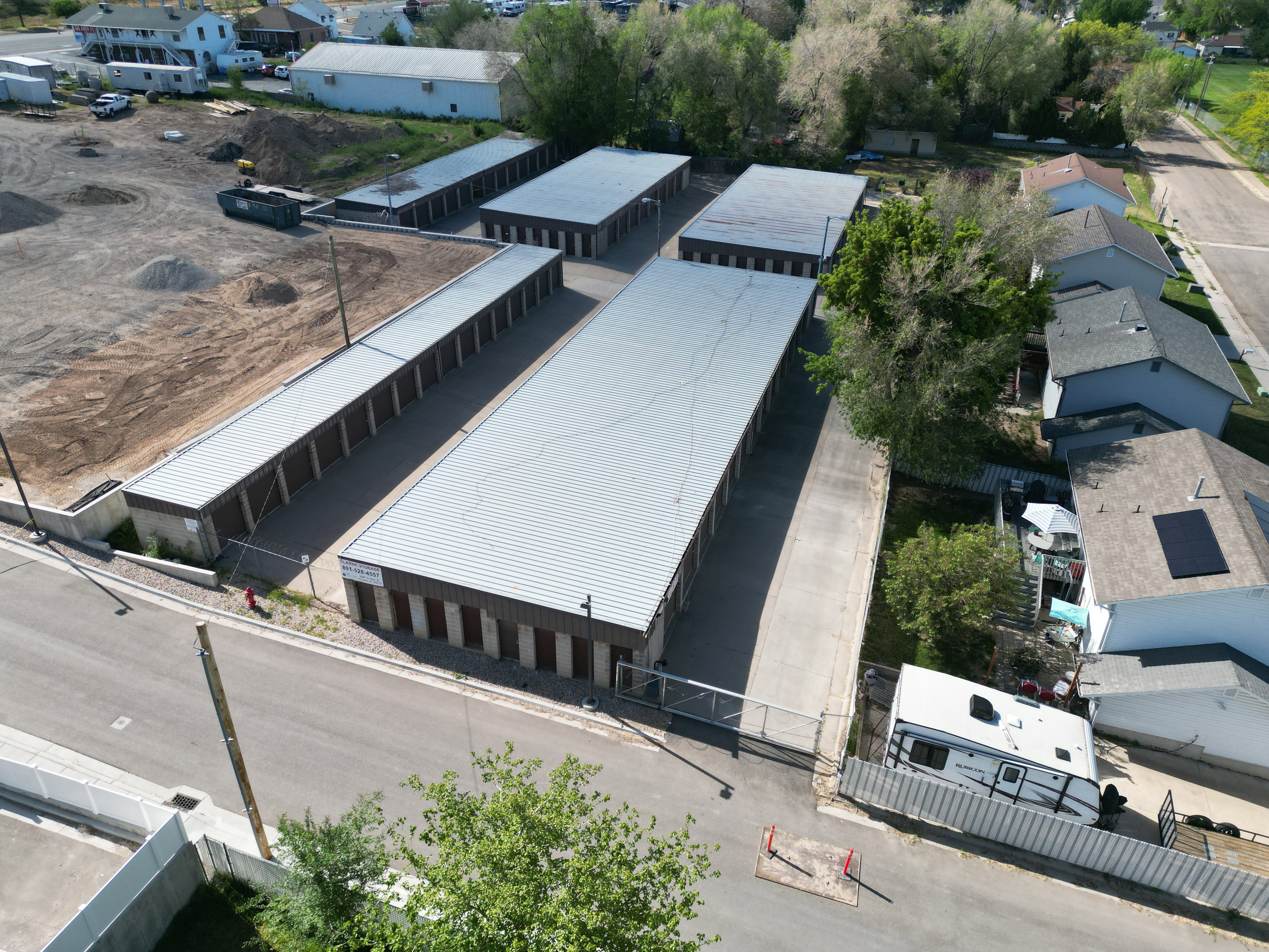 Aerial perspective of suburban area