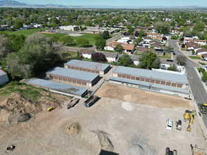 Aerial perspective of suburban area